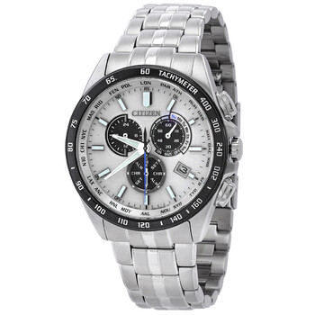 Perpetual Alarm World Time Chronograph GMT Silver Dial Watch CB587490A