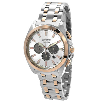 Peyten Chronograph EcoDrive Silver Dial TwoTone Watch CA451659A