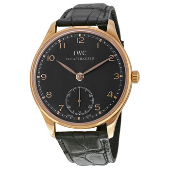 Portuguese Ardoise Dial 18kt Rose Gold Black Leather Watch