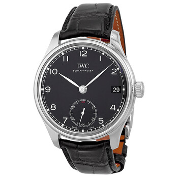 Portuguese Hand Wound Eight Days Black Leather Watch IW510202