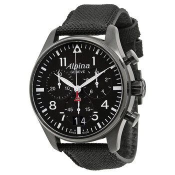 Preowned Alpina Startimer Pilot Chronograph Black Dial Watch AL372B4FBS6