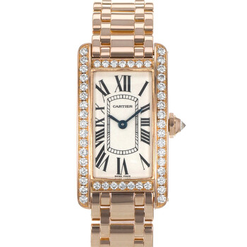 Preowned Cartier Tank Americaine Quartz Diamond Silver Dial Watch WB7079M5