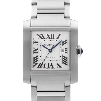 Preowned Cartier Tank Francaise Automatic Silver Dial Watch WSTA0067