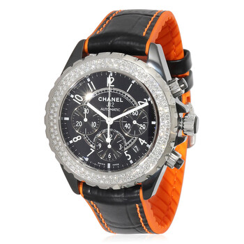 Preowned Chanel J12 Chronograph Black Dial Watch H1009