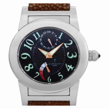 Preowned De Grisogono Instrumento Doppio Tre Automatic Black Dial Watch MN01