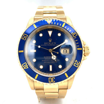 Preowned Rolex Submariner Automatic Chronometer Blue Dial Watch 16618 LB