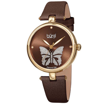 Pretty Butterfly Quartz Crystal Brown Dial Watch BUR233BR