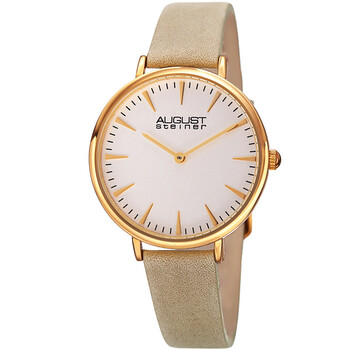 Quartz White Dial Beige Leather Watch AS8187WTG