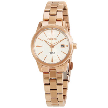 Quartz White Dial Rose Goldtone Watch EU607353A