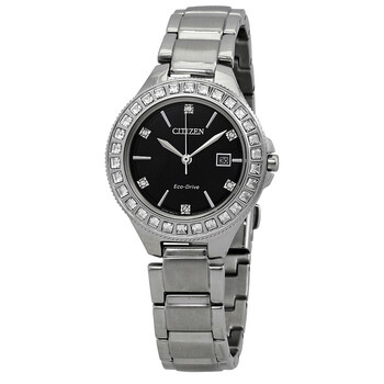 Silhouette EcoDrive Black Crystal Dial Watch FE119053E