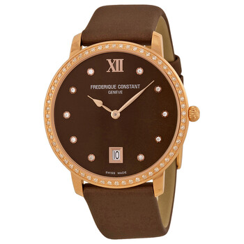 Slim Line Brown Dial Rose Gold PVD Watch FC220C4SD34