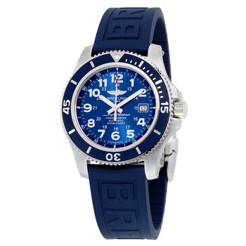 Superocean II 44 Automatic Metallic Blue Dial Blue Rubber Watch A17392D8C910BLPD3