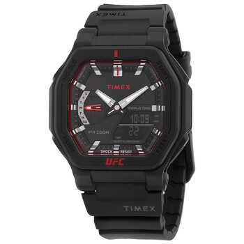 UFC Colossus Alarm World Time Quartz AnalogDigital Black Dial Watch TW2V55200