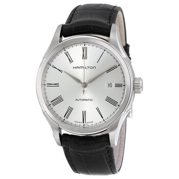 Valiant Silver Dial Black Leather Watch H39515754