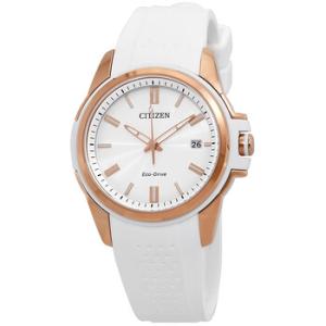 AR EcoDrive Silver Dial White Silicone Watch FE613601A
