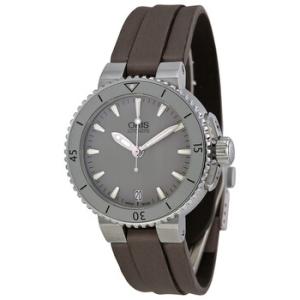 Aquis Date Grey Dial  Black Rubber Watch 73376524143LS