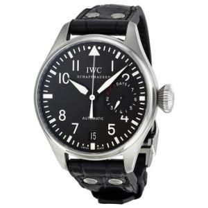 Big Pilot Black Dial Black Leather Watch IW500901