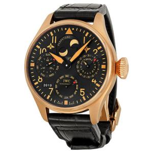 Big Pilot Perpetual Bucherer Black Dial 18kt Rose Gold Black Leather Watch IW502635