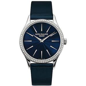 Calatrava 18kt White Gold Diamond Nightblue Watch 4896G