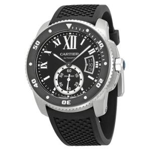 Calibre de Cartier Black Dial Rubber Watch W7100056