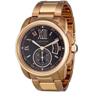 Calibre de Cartier Brown Dial 18kt Rose Gold Watch W7100040