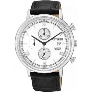 Chronograph Quartz White Dial Black Leather Watch AN361012A
