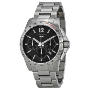 Conquest Chronograph Black Dial Stainless Steel Watch L27434566