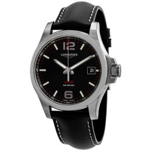 Conquest V.H.P. Quartz Black Dial Watch L3.716.4.56.2