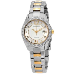 Crystal EcoDrive Silver Dial TwoTone Watch FE114671A