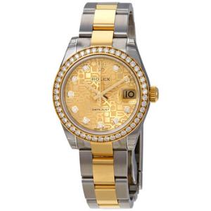 Datejust 31 Champagne Jubilee Diamond Dial Steel and 18kt Yellow Gold Oyster Watch 178383CJDO