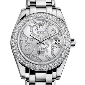 Datejust Rhodium Set with Diamond Dial 18 Carat White Gold Automatic Watch 81339ARABESQUE