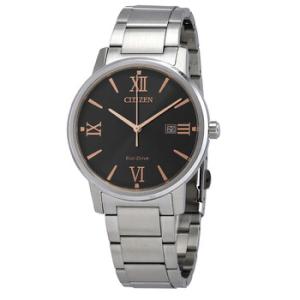 EcoDrive Black Dial Stainless Steel Watch BM675784H