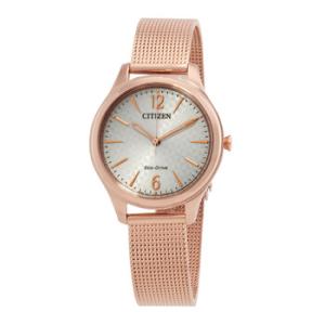 EcoDrive Champagne Dial Stainless Steel Mesh Watch EM050880X