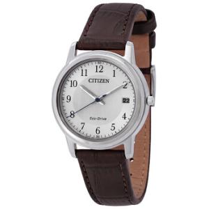EcoDrive White Dial Brown Leather Watch FE601114A