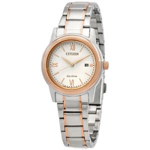 EcoDrive White Dial TwoTone Watch FE122682A
