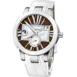 Executive Dual Time Brown and Mother of Pearl Diamond Dial Automatic Watch