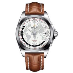 Galactic Unitime White Dial Brown Leather Watch WB3510U0A777BRCD