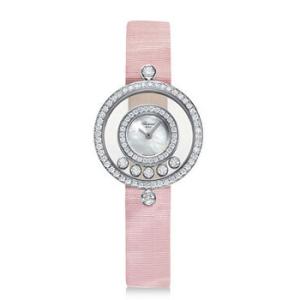 Happy Diamonds Mother of Pearl Dial Pink Fabric Strap Watch