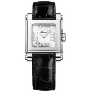 Happy Sport II Diamond White Dial Black Leather Watch