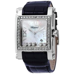 Happy Sport Square Mother of Pearl Dial Blue Leather Watch
