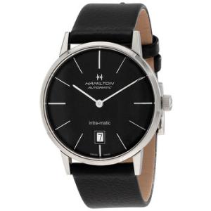 IntraMatic Black Dial Black Leather Watch H38455731