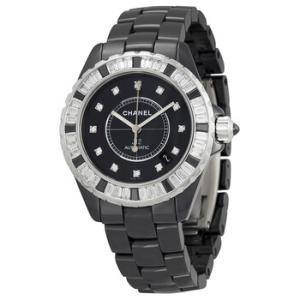 J12 Automatic Black Diamond Dial Black Ceramic Watch H2023