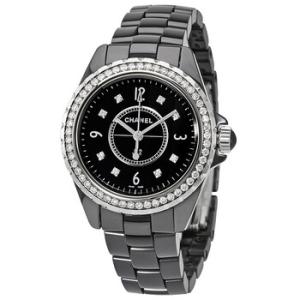 J12 Diamond Black Dial Black Ceramic Watch H3108