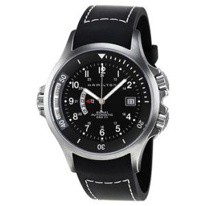 Khaki Navy Black Dial GMT Watch H77615333