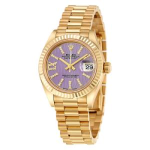 LadyDatejust 28 Lilac Dial 18K Yellow Gold President Automatic Watch 279178LIRSDP