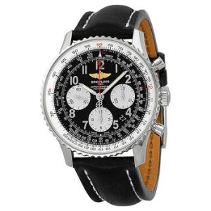Navitimer 01 Chronograph Automatic Black Dial Black Leather Watch AB012012BB02BKLT