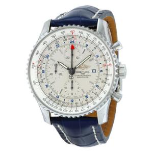 Navitimer World Chronograph Automatic Silver Dial Blue Leather Watch A2432212G571BLCD