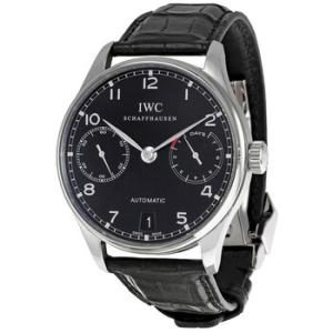 Portuguese Automatic Black Dial Black Leather Watch IW500109