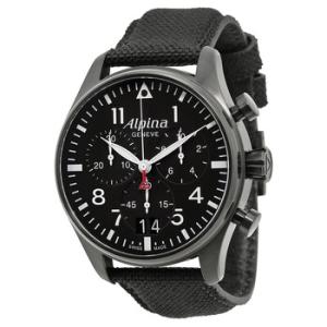 Preowned Alpina Startimer Pilot Chronograph Black Dial Watch AL372B4FBS6