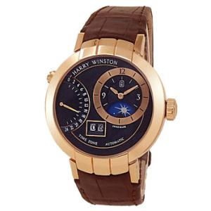 Preowned Harry Winston Premier Excenter Timezone GMT Grey Dial Watch PRNATZ41RR002